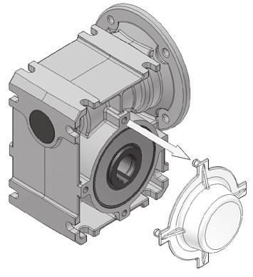 zegara, w lewo CW CW Montaż pokryw Wiele wersji reduktorów ślimakowych Universal jest seryjnie dostarczanych z pokrywami z tworzyw sztucznych.