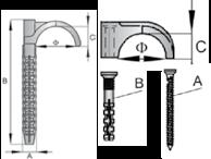 uchwyty do montażu rur uchwyty metalowe do montażu rur Uchwyty do rur - podwójne z tuleją Uchwyty metalowy do rur zwykły - ze śrubą i dyblem w komplecie Ø (mm) A (mm) B (mm) C (mm) Tuleja Szt. w op.