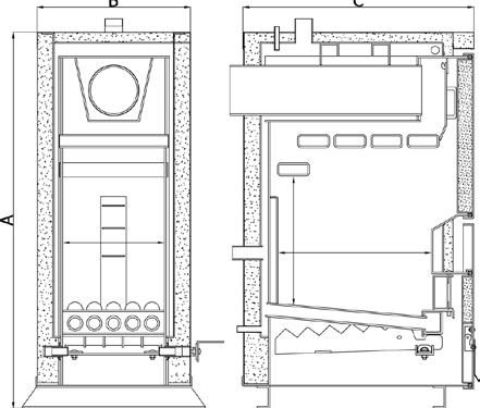 Obszerna komora paleniskowa umożliwia łatwy załadunek dużej ilości drewna o długości szczap w kotłach o mocy 20-40kW, dochodzącej do 50 cm.