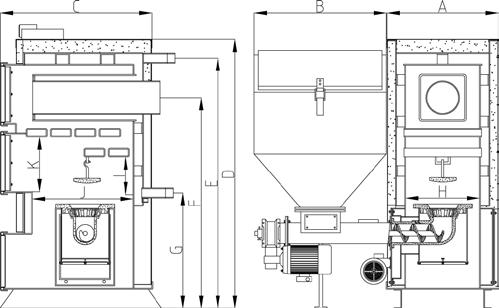Kocioł wyposażony został w automatyczny, ślimakowy podajnik paliwa z zintegrowanym, żeliwnym palnikiem.
