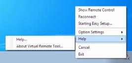 Wyświetlanie pliku pomocy programu Virtual Remote Tool Wyświetlanie pliku pomocy za pomocą paska narzędzi 1 Kliknij ikonę