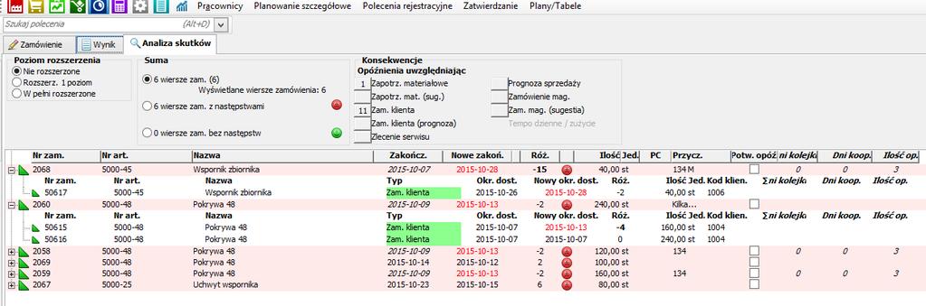 Będąc w Planowaniu operacji należy zaznaczyć operacje do analizy i następnie