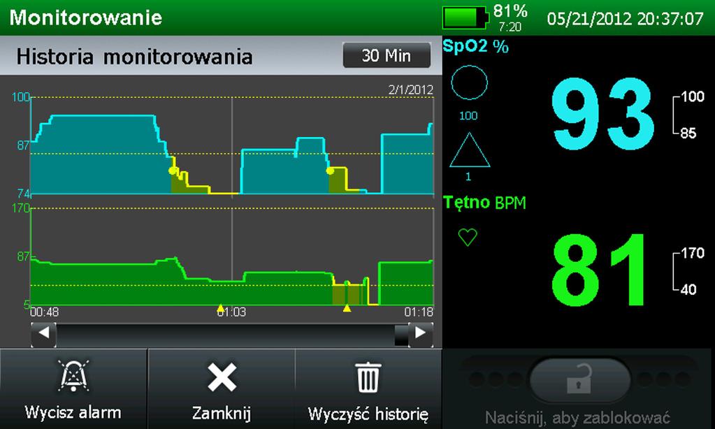 Obsługa Rysunek 4-9. Ekran HISTORIA MONITOROWANIA 4.