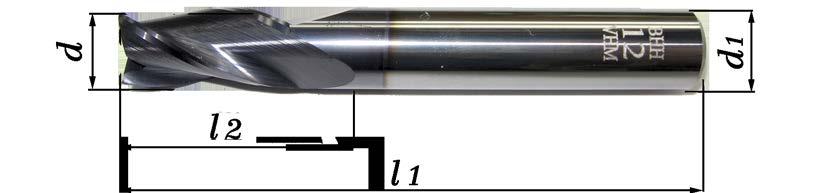 Frez BHH FWF3K* / BHH FWF3L* DIN 6527 K / DIN 6527 L Frezy z fazą na narożu 3-ostrzowe z chwytem wzmocnionym, krótkie i długie - ogólnego stosowania Solid carbide end mills with reinforced shank