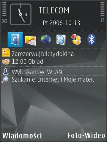 Dostosowywanie urządzenia 34 Modyfikowanie trybu gotowości Aby zmienić widok trybu gotowości, naciśnij i wybierz Narzędzia > Ustawienia > Ogólne > Personalizacja > Tryb gotowości > Temat tr.