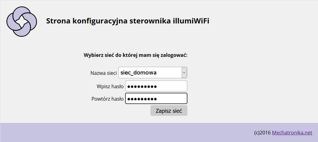 Konfiguracja sieci WiFi Procedurę konfiguracji należy uruchomi klikając w przycisk 'Skonfiguruj