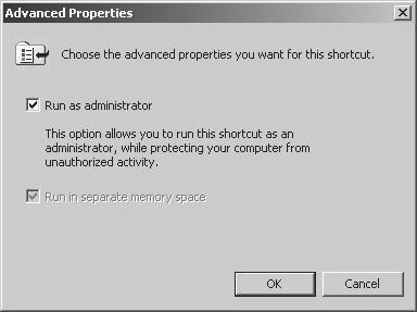 Administrator w oknie dialogowym Advanced Properties.