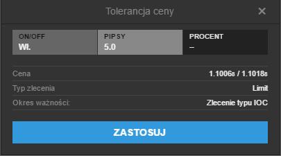 EDYCJA TOLERANCJI CENOWEJ Tolerancja Cenowa umożliwia Ci wybranie minimalnej ceny (podczas sprzedaży) oraz maksymalnej ceny (podczas kupna), którą jesteś w stanie zaakceptować (np.