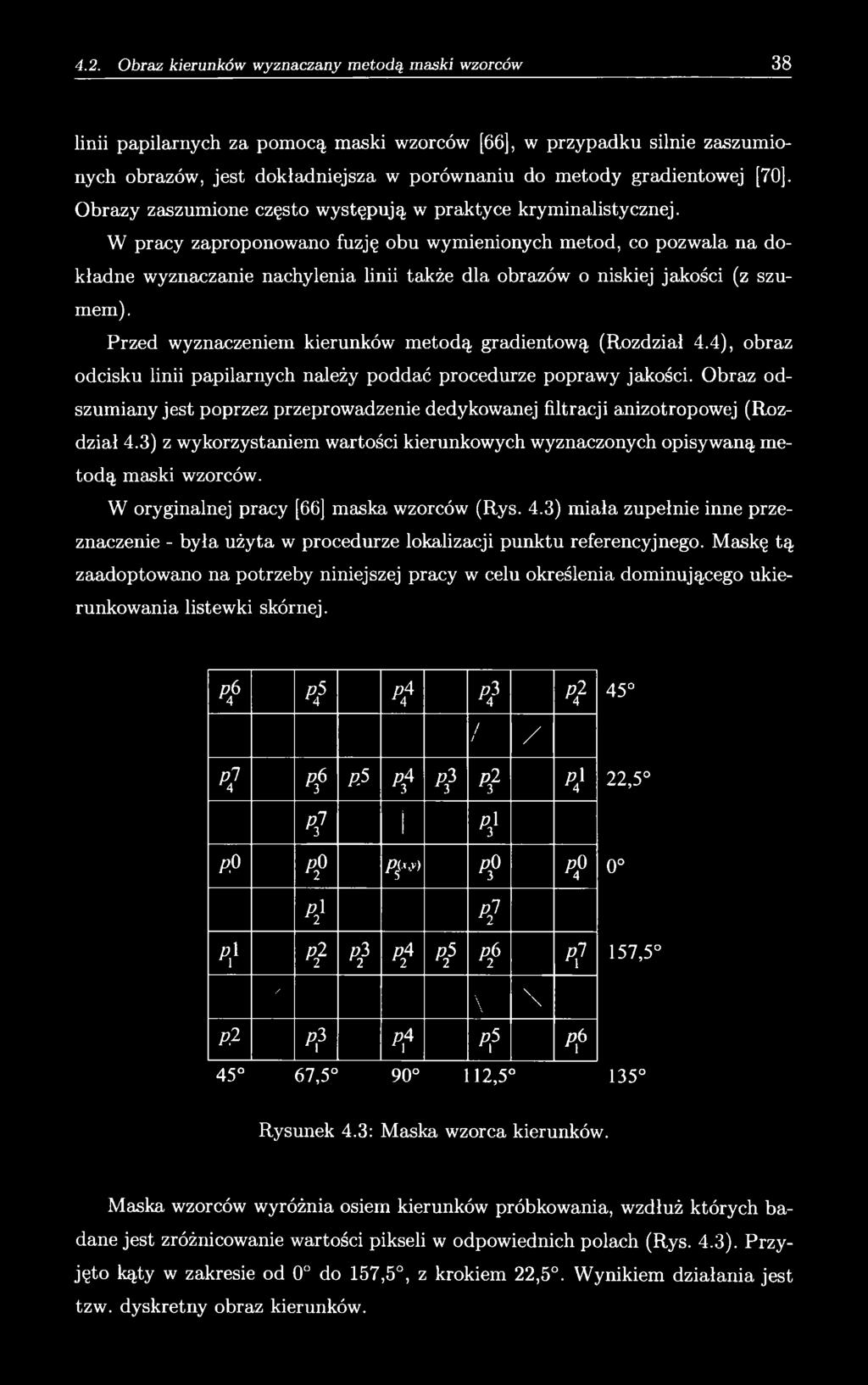 W pracy zaproponowano fuzję obu wymienionych metod, co pozwala na dokładne wyznaczanie nachylenia linii także dla obrazów o niskiej jakości (z szumem).