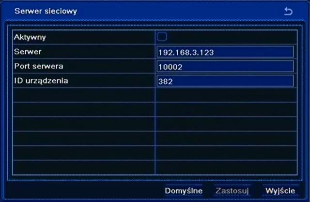 NDR-BA5104, NDR-BA5208 i NDR-BA5416 Instrukcja obsługi wer.1.2 KONFIGURACJA REJESTRATORA W pozycji Serwer SMTP należy wpisać adres IP serwera poczty wychodzącej lub jego nazwę domenową za pomocą wirtualnej klawiatury.