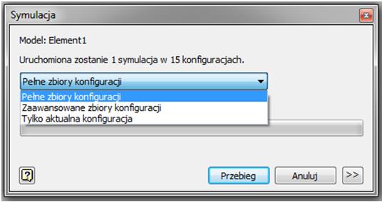 Przy pomocy suwaków można zmieniać aktualne wartości parametrów i obserwować (po wykonaniu symulacji) zmiany wartości wiązań projektu.