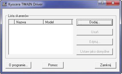 Przygotowanie przed rozpoczęciem użytkowania > Instalacja oprogramowania Konfigurowanie sterownika TWAIN Rejestracja urządzenia w sterowniku TWAIN. Wyświetl ekran.