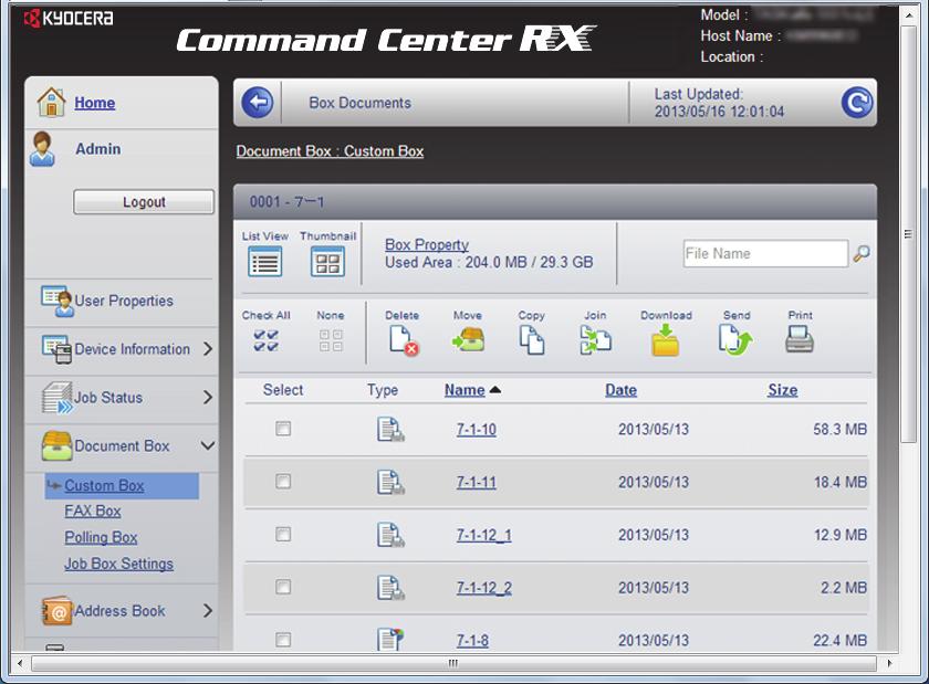 Przygotowanie przed rozpoczęciem użytkowania > Command Center RX Wydrukuj dokument. Wybierz dokument do wydruku.