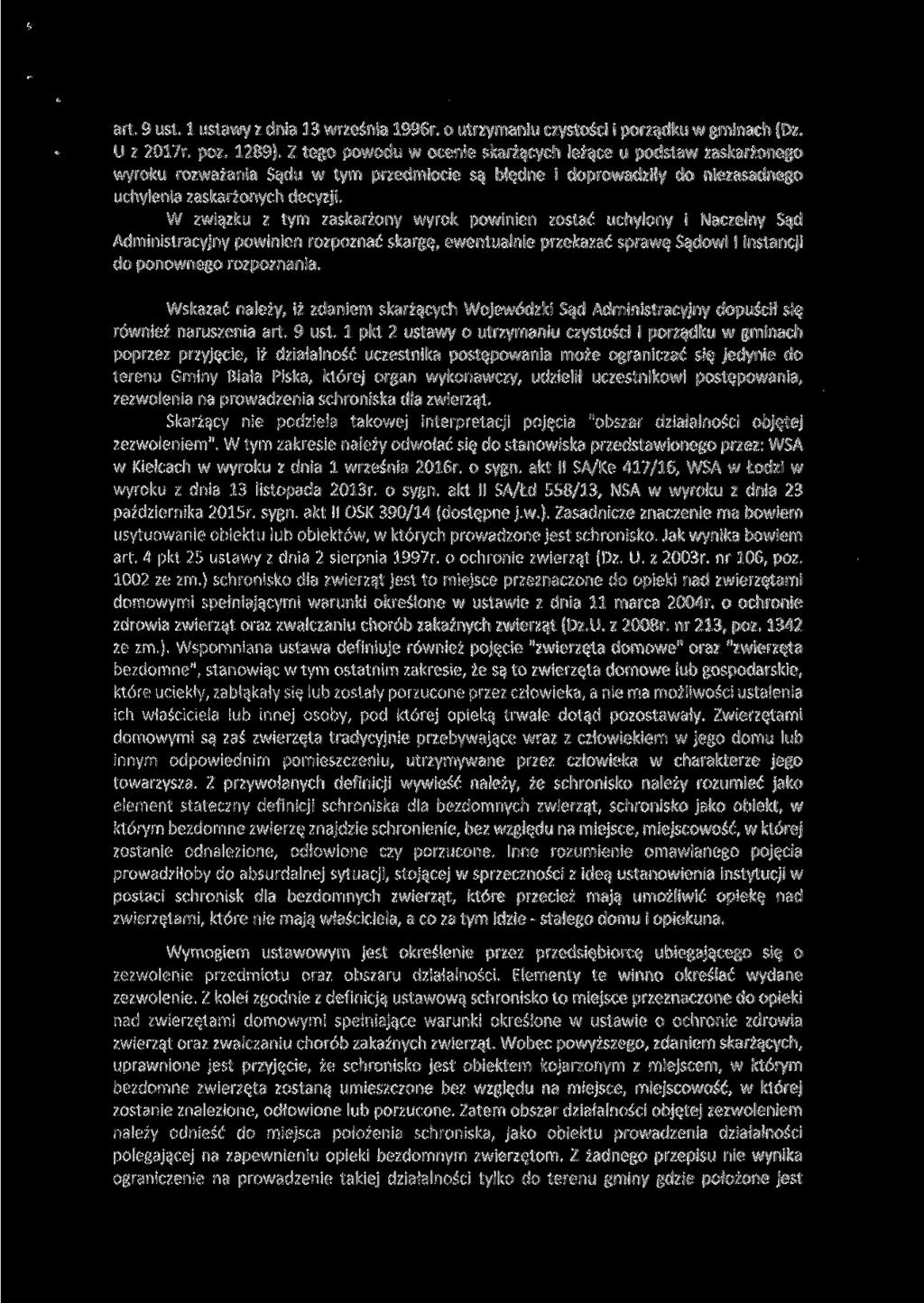 art. 9 ust. l ustawy z dnia 13 września 1996r. o utrzymaniu czystości i porządku w gminach (Dz. U z 2017r. póz. 1289).