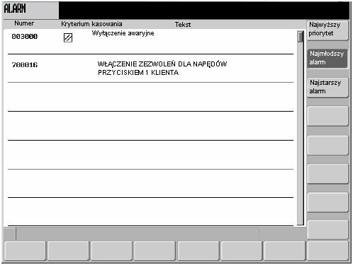 Zakresy czynności obsługowych i rodzaje pracy 5.6 Zakres czynności obsługowych "Alarm" 5.6 Zakres czynności obsługowych "Alarm" Kolejność czynności obsługowych Okno alarmów jest wyświetlane.