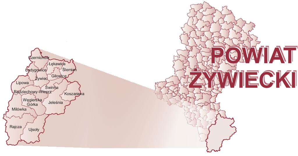 2. Ogólna charakterystyka powiatu żywieckiego 1.1. Położenie Powiat Żywiecki położony jest w południowej części Województwa Śląskiego.