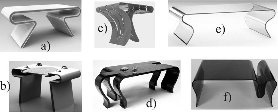 A. KOZIKOWSKA stołu z ryc. 4a; l) forma stołu z ryc. 4a wynikająca z pracy konstrukcji; m) stolik, projekt: Guido Porcellato (źródło: http://www.houzz.