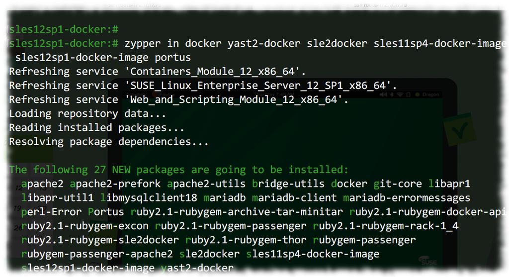 Docker - instalacja w SLES 12 SP1 zypper in docker yast2-docker