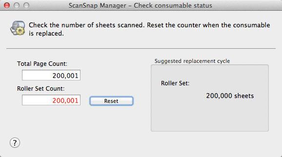 Materiały eksploatacyjne 1. W menu ScanSnap Manager wybierz pozycję [Check consumable status]. Pojawi się okno [ScanSnap Manager Check consumable status]. 2.