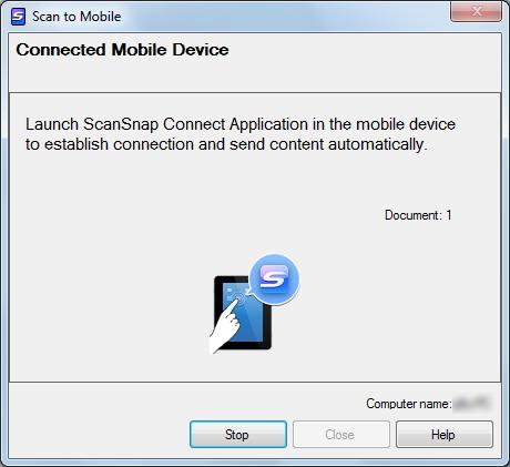 Korzystanie ze skanera (dla użytkowników Windows) 3. Kliknij ikonę [Scan to Mobile]. Pojawi się okno [Scan to Mobile]. 4. Połącz się z komputerem za pomocą urządzenia mobilnego.
