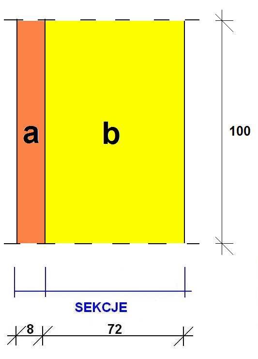 3.. Podział połaci dachowej na sekcje ys. 7. Podział komponentu połaci dachowej na sekcje 3.3. Obliczenie całkowitego oporu cieplnego dla połaci dachowej zgodnie z [] gdzie: b m a b... a K q q.