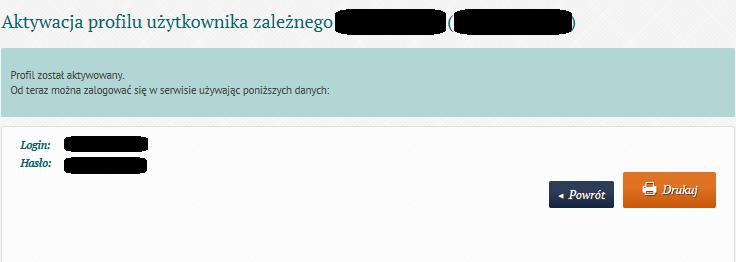 Pełnomocnik uzupełnia profil konta zależnego subkonta o adresy wypełniając odpowiednie pola: - ulica - nr domu - nr mieszkania - kod - miejscowość - typ Poprzez kliknięcie w przycisk Zapisz