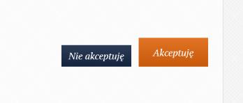 1.3 Akceptacja regulaminu. Po zapoznaniu się z postanowieniami regulaminów należy kliknąć w przycisk Akceptuję. Kliknięcie Nie akceptuję spowoduje powrót do strony logowania. 1.4 