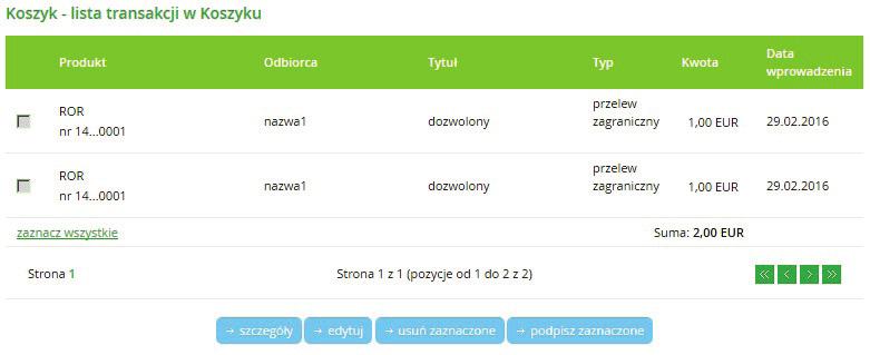 Po poprawnym zaimportowaniu przelewy dostępne są w