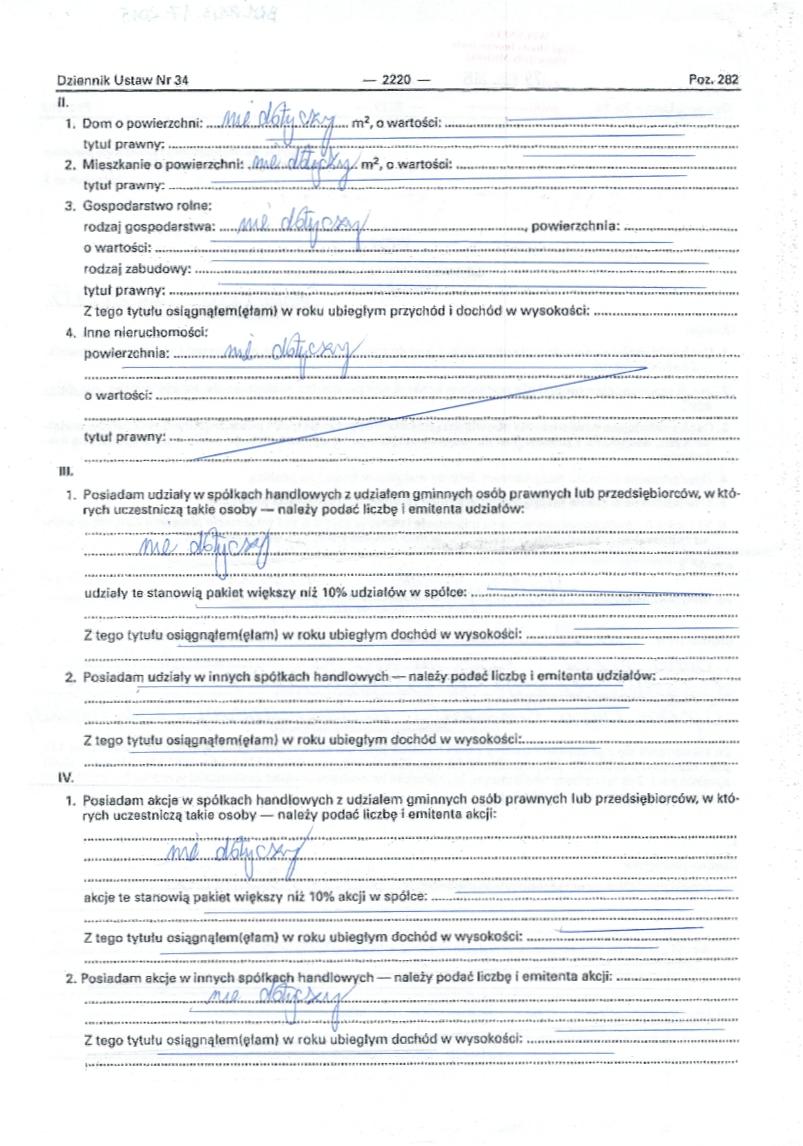 D2iannik Ustaw Nr 34-2220 - IL 1. Dom o powierzchni:.../k1j.ą tytu ł prawny: 2. Mieszkanie o powierzchnh tytu ł prawny-... 3. Gospodarstwo rolne: rodzaj gospodarstwa"...a o wartości:.