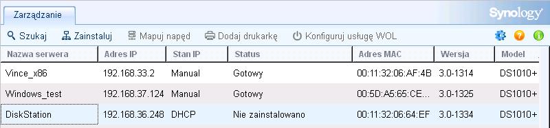 Po zainstalowaniu programu DSM można zarządzać wszystkimi funkcjami stacji RackStation, logując się w programie DiskStation Manager przy użyciu przeglądarki internetowej.