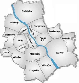 4.1.5 Lokalizacja inwestycji Przewidziany do realizacji II etapu inwestycji teren zlokalizowany jest na terenie dzielnic: Ochota, Mokotów i Włochy miasta stołecznego Warszawy, w województwie
