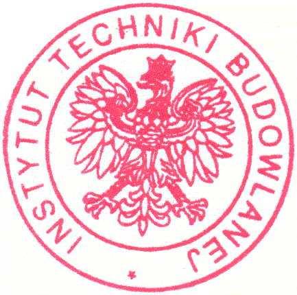 INSTYTUT TECHNIKI BUDOWLANEJ P L 0 0-6 1 1 W A R S Z A W A, u l. F I L T R O W A 1 tel.