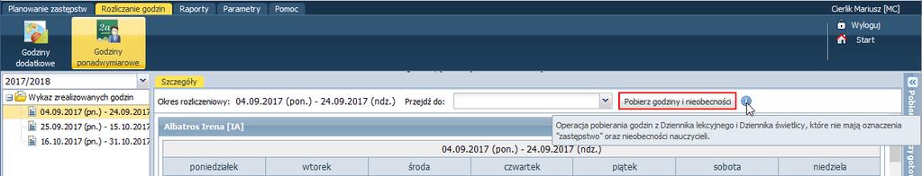 00 gdy wprowadzona liczba godzin zgadza się z liczbą godzin zarejestrowanych w dzienniku, - dwie liczby, druga w nawiasie ze znakiem zapytania, np. 5.00 (0.00?) jeśli wprowadzona liczba godzin (5.