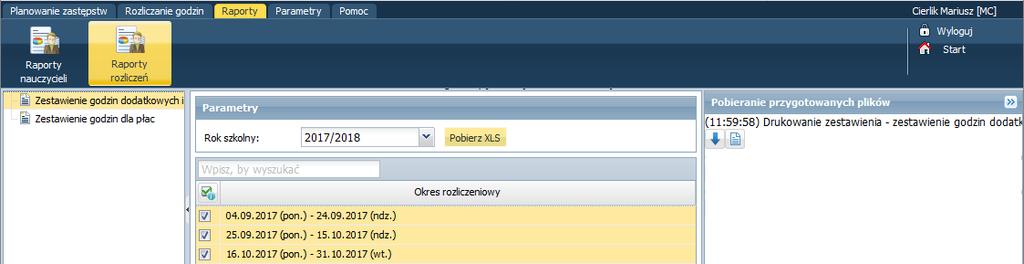 ponadwymiarowych, w którym wykazywane są wszystkie godziny nauczycieli, także te które nie przekładają się na pieniądze. Zestawienie godzin dla płac, w którym wykazywane są tylko godziny płatne.