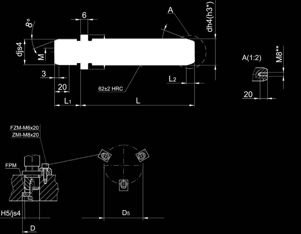 Słup prowadzący Guide pin demountable www.fcpk.