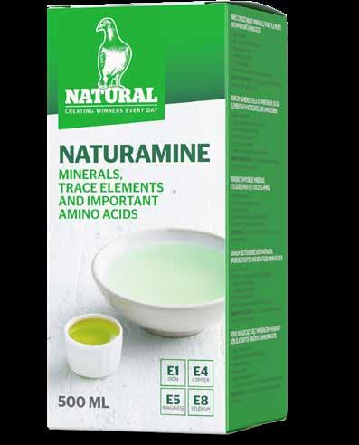 Natural Naturamine Tonik składający się z minerałów, pierwiastków śladowych i ważnych aminokwasów Naturamine jest bardzo łatwo przyswajalna przez organizm gołębia.