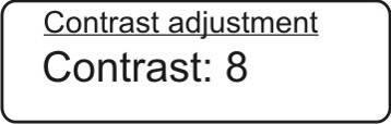 Za pomocą przycisków nawigacyjnych wybrać punkt menu Contrast adjustment (Regulacja kontrastu). Potwierdzić, naciskając przycisk PRINT, zostaje wyświetlone aktualne ustawienie.