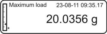 12.7 Funkcja wartości szczytowej Funkcja ta umożliwia wyświetlanie najwyższej wartości obciążenia (wartości szczytowej) ważenia. Wartość szczytowa pozostaje na wyświetlaczu, aż do jej skasowania.