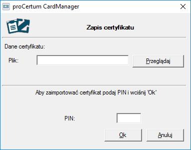 Rysunek 35: pro CardManager - Wczytanie certyfikatu. 9. Wskaż plik.