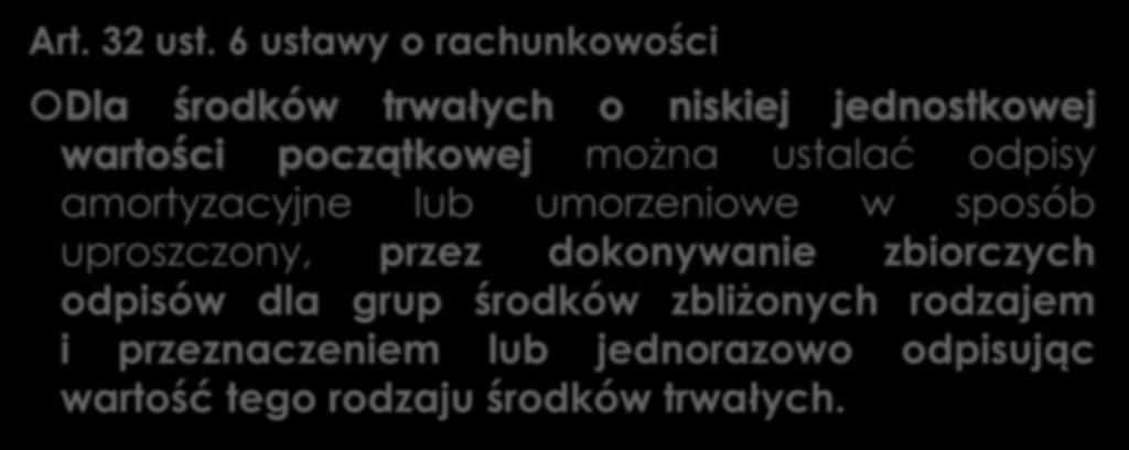 można ustalać odpisy amortyzacyjne lub umorzeniowe w sposób uproszczony, przez dokonywanie