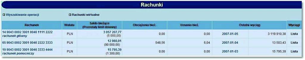 Rozdział 6 Rachunki Rozdział 6. Rachunki 6.1. Pozostały limit dzienny W opcji Rachunki istnieje możliwość wyświetlenia informacji o pozostałym limicie dziennym.