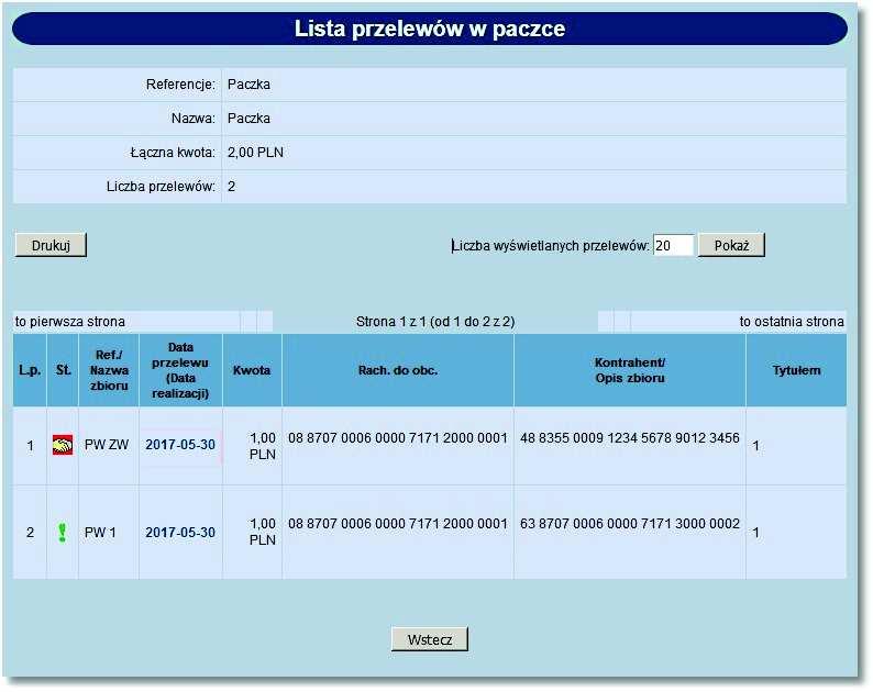 Rozdział 9 Przelewy Zaprezentowana zostanie formatka Przelew - anulowanie realizacji przelewu odroczonego, na której dostępne są następujące przyciski funkcyjne:!