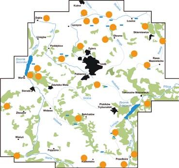 Ryc. 1. Rozmieszczenie pewnych stanowisk lęgowych bielika na Ziemi Łódzkiej stwierdzonych w latach 2015-2017 Fig. 1. Distribution of White-tailed eagle breeding sites in Łódź region in 2015-2017 7 6 5 liczba rewirów 4 3 2 1 0 <50 50-100 100-200 200-400 400-800 >800 powierzchnia zbiorników w ha Ryc.