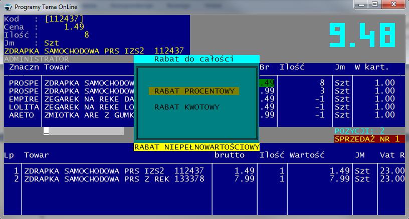 Rabat niepełnowartościowy rabat zwykły Przy wyborze rabat
