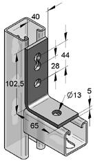 otworami - krótki (IB404) Typ szyny: Profil C 45, 60 mm Materiał: stal Dane obciążenie odnosi się do elementu a nie do połączenia.