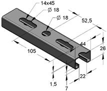 Zapewnienie prawidłowego kształtu połączenia. Otwór podłużny 14 x 45 mm z poszerzeniem 18 mm, dodatkowy otwór okrągły 18 mm.