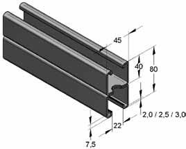 ocynkowany 8,27 6 6 0810833 Szyna profilowa typ 60/140 otwory jak dla szyn 45 Nazwa Zabezpieczenie  [kg/m] [m] [m] Nr katalogowy 60/140/3,0 D fbv (IB 084) z