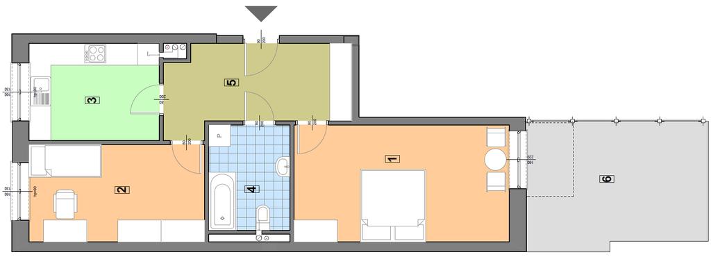 000 zł 15 typ 1-A 1 II 2/3 Mieszkanie dwupokojowe z tarasem od południa o powierzchni 17,72 m 2.