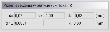 Nazwa wybranej reakcji wyświetlana jest pogrubioną czcionką, podobnie jak ma to miejsce przy siłach przekrojowych w pręcie. Pozostałe wartości reakcji są wartościami odpowiadającymi. Rys. 11.