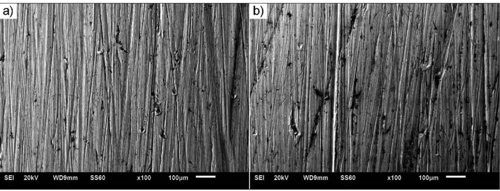 72 T R I B O L O G I A 3/2017 Results of abrasive-wear resistance of the analysed steels are presented in Table 3 and Fig. 5. Surface images of specimens after abrasive-wear tests are shown in Figs.